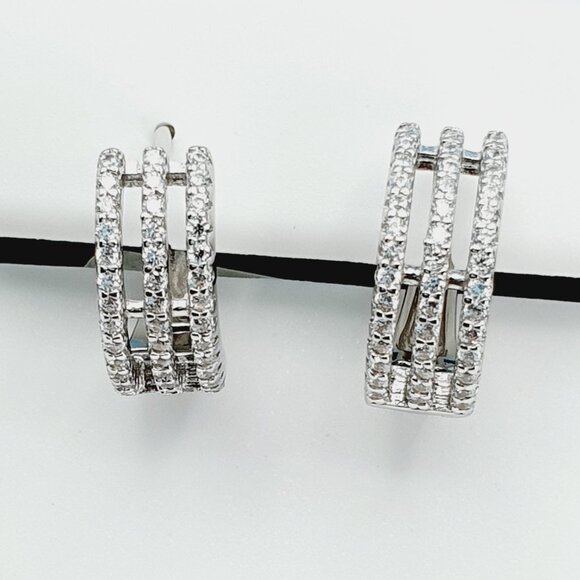 "925 Sterling Silver Cubic Zirconia Earrings, UU1P6A6155 - Picture 10 of 11